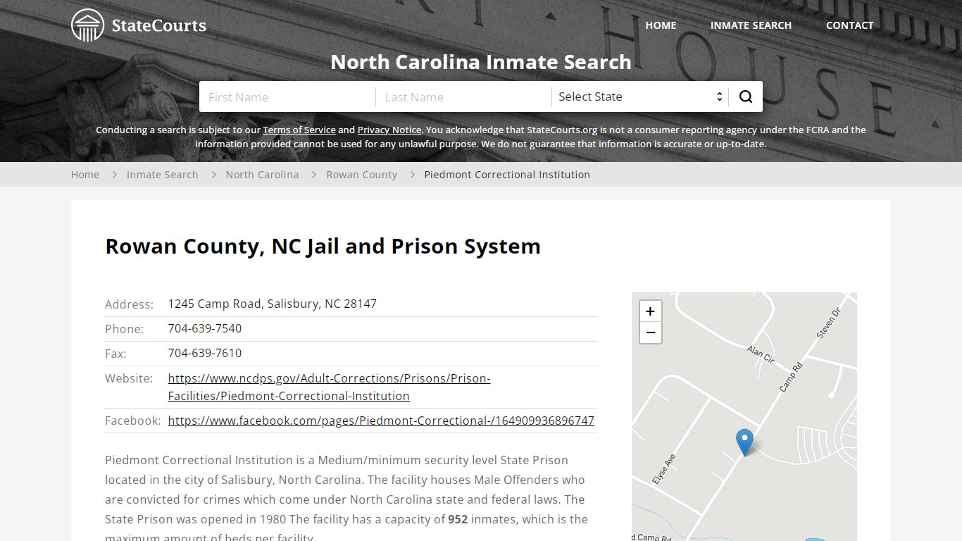 Piedmont Correctional Institution Inmate Records Search ...