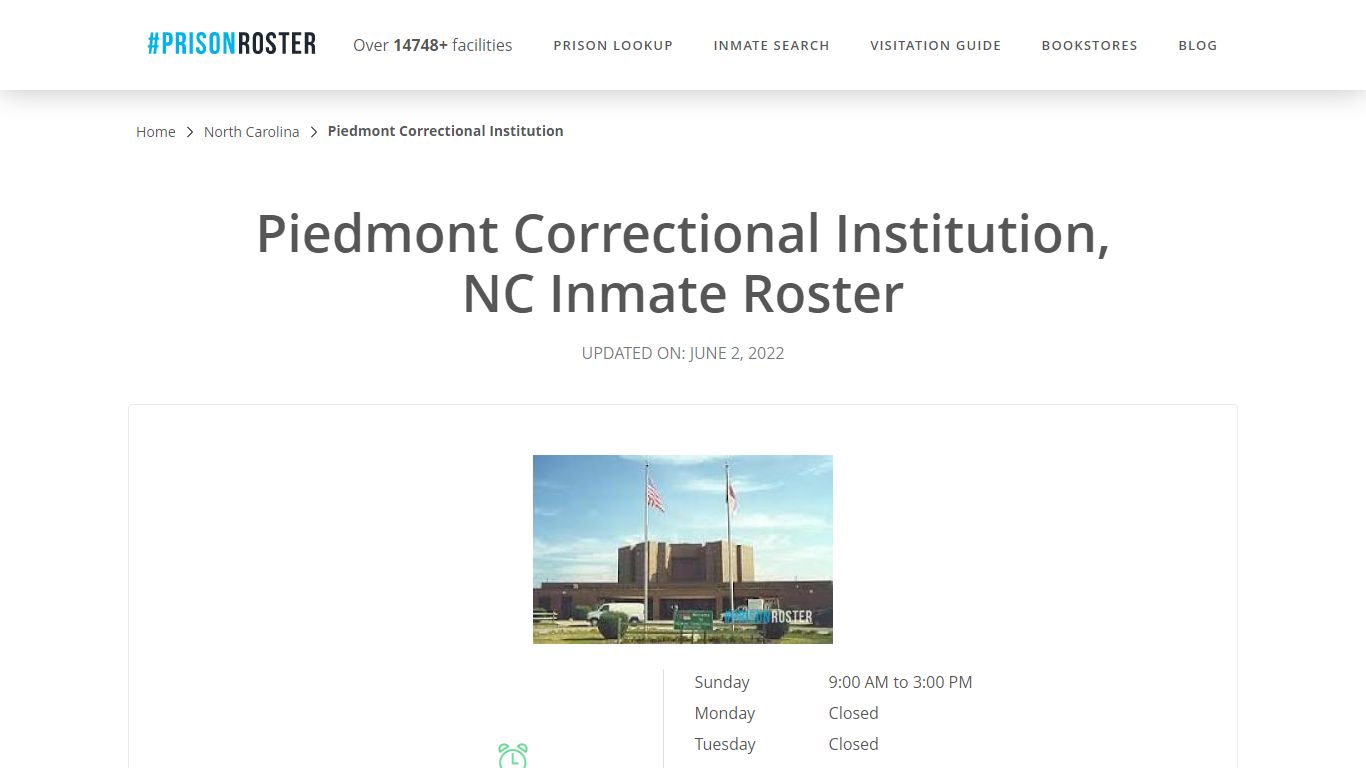 Piedmont Correctional Institution, NC Inmate Roster